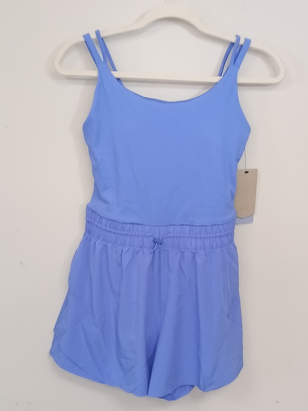 NWT Avia XS Blue Double-Strap Activewear Athletic Workout Drawstring Romper